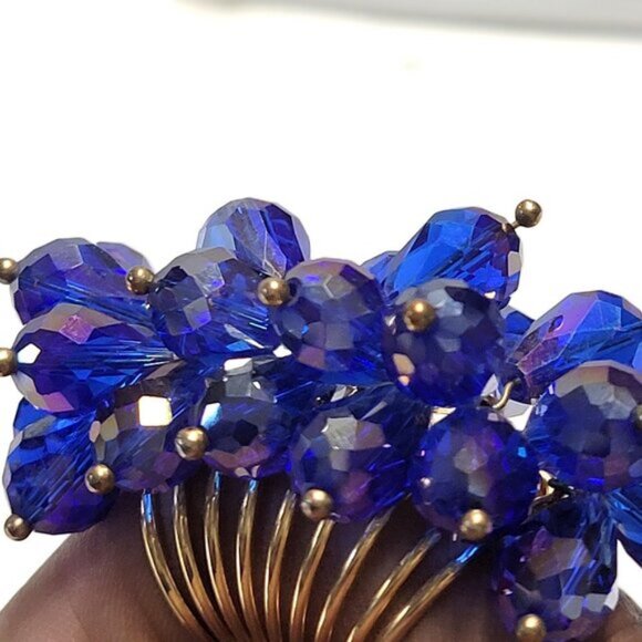 Indigo Blue Crystal Flamboyant Crystal Cluster Ring - Picture 3 of 9